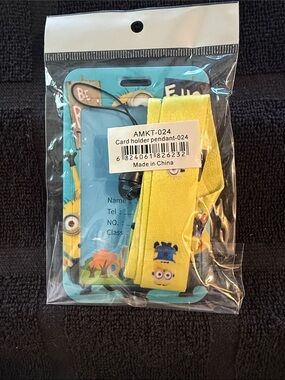 Yellow Kids Card Holder Lanyard with Character Print